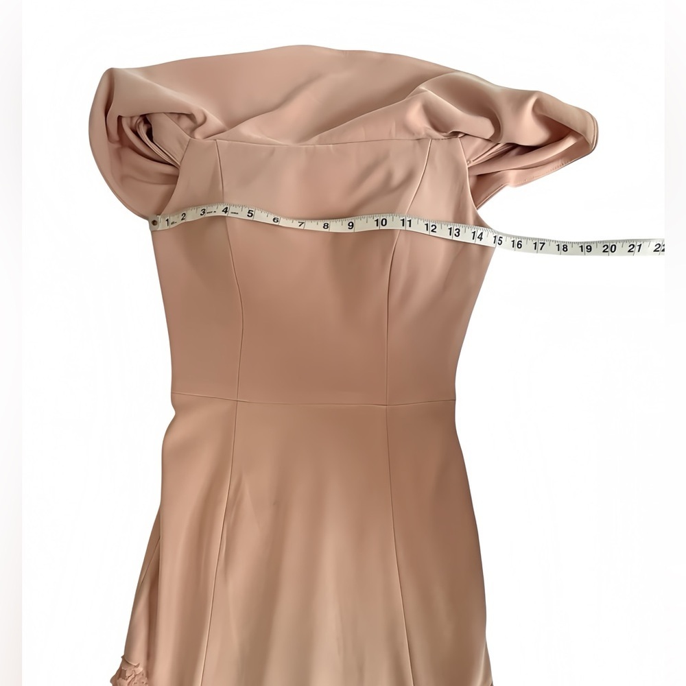 Betsy & Adam Bardot Off Shoulder Mermaid Gown 4 Blush Pink Lace Formal Dress - Picture 9 of 14